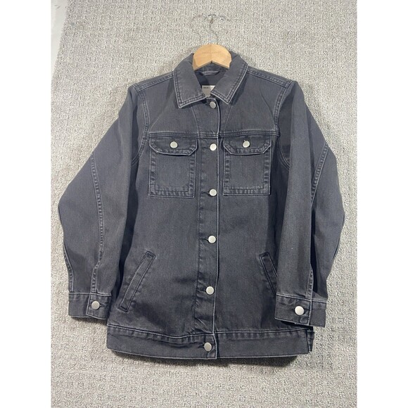 Cisos Jean Jacket Womens UK4 (us 7/9) Black Trucker Heavy Denim Button Front EUC - Picture 8 of 11